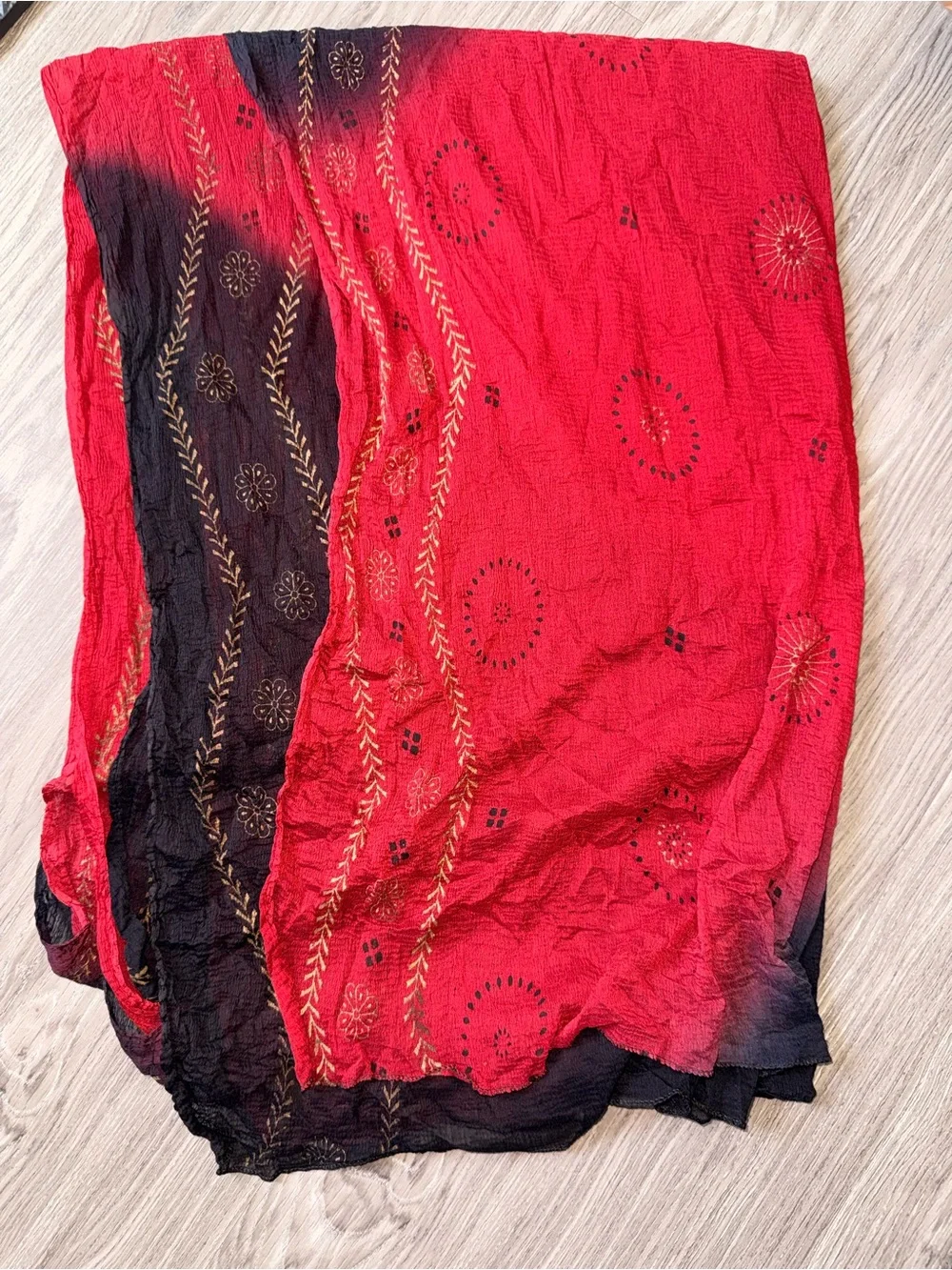 Red and Black Sheer scarf Wrap